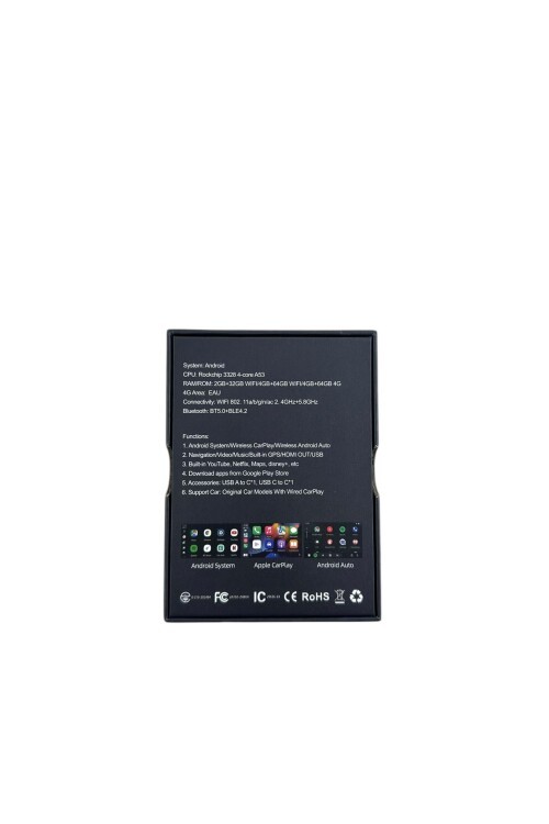 Android Al Box 4 Ram 64 Hafıza Orijinal Araç Teyp Kablosuz Carplay/Android Dönüştürücü
